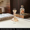 Amber vintage embossed glass candle holder for wedding decor, height 11.2cm - Vertical Stripe Candle Holder - Small / Amber