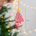 Christmas tree hanging ornament with red and white candy cane stripes and yellow star - Tree Shaped Candy