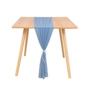 Elegant blue chiffon table runner tied with white ribbon for wedding party decor - Denim Blue