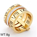 Bague dorée à trois anneaux avec chiffres romains et cristaux pavés brillants - US 10 / Doré