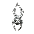 Silver skull spider charm for Halloween DIY jewelry making with metallic finish - Antique Silver Skull Spider