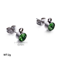 Orecchini a perno 6mm con cristallo verde in acciaio al titanio e piccolo gancio da 2g - Stile Pietra Verde Smeraldo(KLJ550-Z)