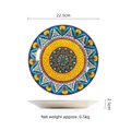 Piatto da bistecca tondo in ceramica con motivo mandala colorato, diametro 22,5 cm piatto - Piatto piano da 8,8 pollici (22,5 cm)