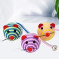Braided rope mouse cat toys with bells in green, purple and yellow colorful striped sets - Nylon Woven Mouse