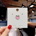 Cute pink peach enamel pin with green leaves on white card for bag accessories - 113*Pink Peach Pin