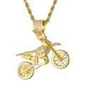 Collana hip hop con ciondolo a motocicletta dorata e cristalli su catena oro - Solo ciondolo / Oro
