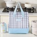 Borsa termica a quadretti bianchi e blu con robuste maniglie per il trasporto - Blu