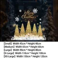 Golden Christmas tree electrostatic window stickers with snowflakes and Merry Christmas text - Small [45*40CM]