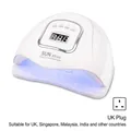 White SUN X5 MAX 150W UV/LED nail lamp variant with UK plug adapter and digital display - SUN X5 Max White-UK Plug