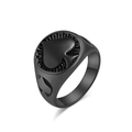 Men's matte black spade ace ring with punk style sandblasted finish and engraved details - Size 7 / Black