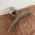 Large taupe hair claw clip with twisted design and gold spring for thick hair - Jelly Grey-11cm