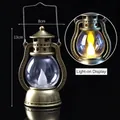 Vintage bronze LED lantern decoration with flame effect, height 13cm and width 8cm - Golden Horse Lantern
