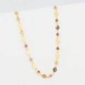 Gold plated necklace with colorful round crystals and hollowed pattern links - Hollow Floral Pattern Multicolor Round Gemstone Style (Style 7)