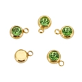 Golden stainless steel birthstone pendant with round green crystal for DIY jewelry making - Gold Color-M (Emerald Green)