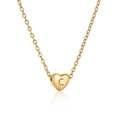 Golden stainless steel heart necklace with letter C engraving on white background - Heart Initial C Style (C)