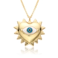 Collana dorata con ciondolo a cuore malocchio blu e dettagli in zirconi scintillanti - Stile c543