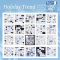 Blue vintage collage deco sticker book with 20 sheets for DIY scrapbooking journal - Freedom Collage-Holiday Vibe