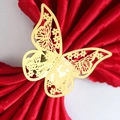 Elegant gold butterfly napkin ring with laser-cut hollow pattern for table decoration - Reflective Gold