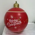 Red inflatable Christmas ball with LED lights and white Merry Christmas print - Red MerryChristmas