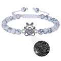 Bracelet en turquoise blanche avec projection de patte argentée et cordon tressé - Bracelet en Amazonite