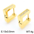 Pendientes de aro rectangulares en acero inoxidable con baño de oro 18k y circonita - Dorado (KE118284-TGD)