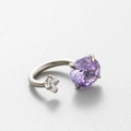 Titanium steel horseshoe ring ear stud with purple and white round cut cubic zirconia - Purple and Clear Style (10#)