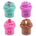 Four-color butter slime kit with panda, strawberry, and unicorn lollipop charms - 4PCS Set 10 (Green Fluorescent Purple Pink Brown)