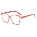 Modieuze koraalroze vierkante bril met heldere blauw licht filter lenzen - Roze Frame Heldere Glazen