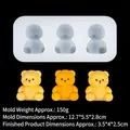 3-cavity bear silicone mold for candles and resin with fluffy textured bear models - Sitting Bear (B1125) / Clear