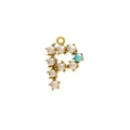 Golden letter P pendant with white and blue pearls for necklaces and earrings - Pearl Letter P - Blue