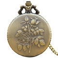 Vintage bronze pocket watch with 3D rose relief engraving and delicate chain - Bronze - Rose Relief