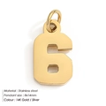 14K gold plated stainless steel number 6 pendant charm for DIY jewelry making - Number 6