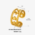 Anello aperto con cuore traforato dorato in acciaio inossidabile e fascia regolabile - Stile Cuore Oro