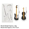 Moules en silicone guitare et violon avec dimensions et tailles des produits finis montrés - No.3 Mix d'instruments / Gris