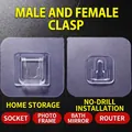 Transparent double-sided adhesive wall hooks set for hanging frames and routers - 6x6cm Transparent Interlocking Buckle (Pair)