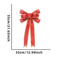 Red glitter Christmas bow with gold trim, size 55x33cm for holiday tree decoration - Red
