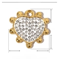Dettaglio del ciondolo a cuore in acciaio inossidabile con strass e dimensioni di 15mm - Cuore piccolo/YE604