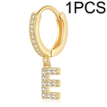 Gold-plated letter E hoop earring with micro-paved sparkling cubic zirconia stones - Single Letter Earring E