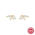 Orecchini a foglia in argento S925 dorato con zirconi marquise e perle eleganti - Stile Foglia Marquise (60246310009C) / Argento 925