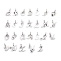 Set de 26 dijes de letras del alfabeto en aleación plateada para joyas y pulseras - Plata Antigua