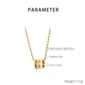 Detail view of gold twisted chain necklace with diamond-encrusted barrel pendant - Pave Zirconia Small Waist Bead Style (KN299611-GC)