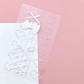 3D white pearl heart and satin bow stickers for face makeup decoration on pink background - White Bow Heart Pearls (BJA-642)