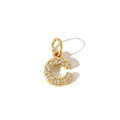 Macro shot of 18K gold plated letter C pendant inlaid with brilliant cubic zirconia - Letter C Pendant