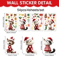 Lot de 54 stickers muraux chat de Noël en PVC avec étoiles et cloches décoratives - Ensemble de Chats de Dessin Animé de Noël(UV24Y12731T_T)