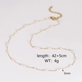 Detail showing 42+5cm length and 3mm pearl size on vintage heart gold chain necklace - 3mm Small Pearl Style