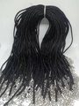 Detail of 2mm black waxed cord necklaces with silver lobster clasps and extension chains - 1.5mm 55+5cm Extension Chain / Black