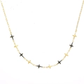 Collana minimalista in titanio dorato con motivi a stella neri e dorati alternati - Nero Oro