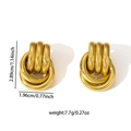 Detailed size view of gold knot earrings measuring 2.89cm by 1.96cm and weighing 7.7g - E0700 (Gold/Geometric Knot-like)
