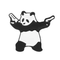 Detailed macro view of the metal enamel panda pin with two guns and zinc alloy outlines - Panda with Guns-XZ6314