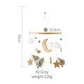 Handmade wooden baby mobile with grey felt balls and white stars for nursery crib - Grey Sheep Star Moon Mobile